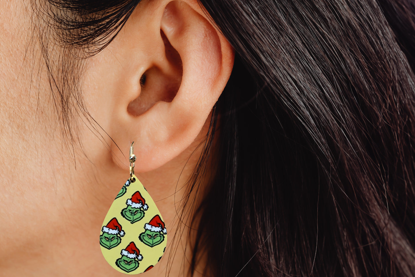 Grinch Christmas Teardrop Earrings