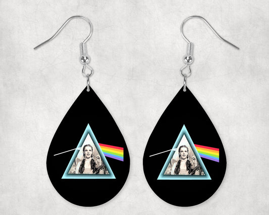 Pink Floyd Wizzard Of Oz Dark Side Of The Rainbow Earrings.