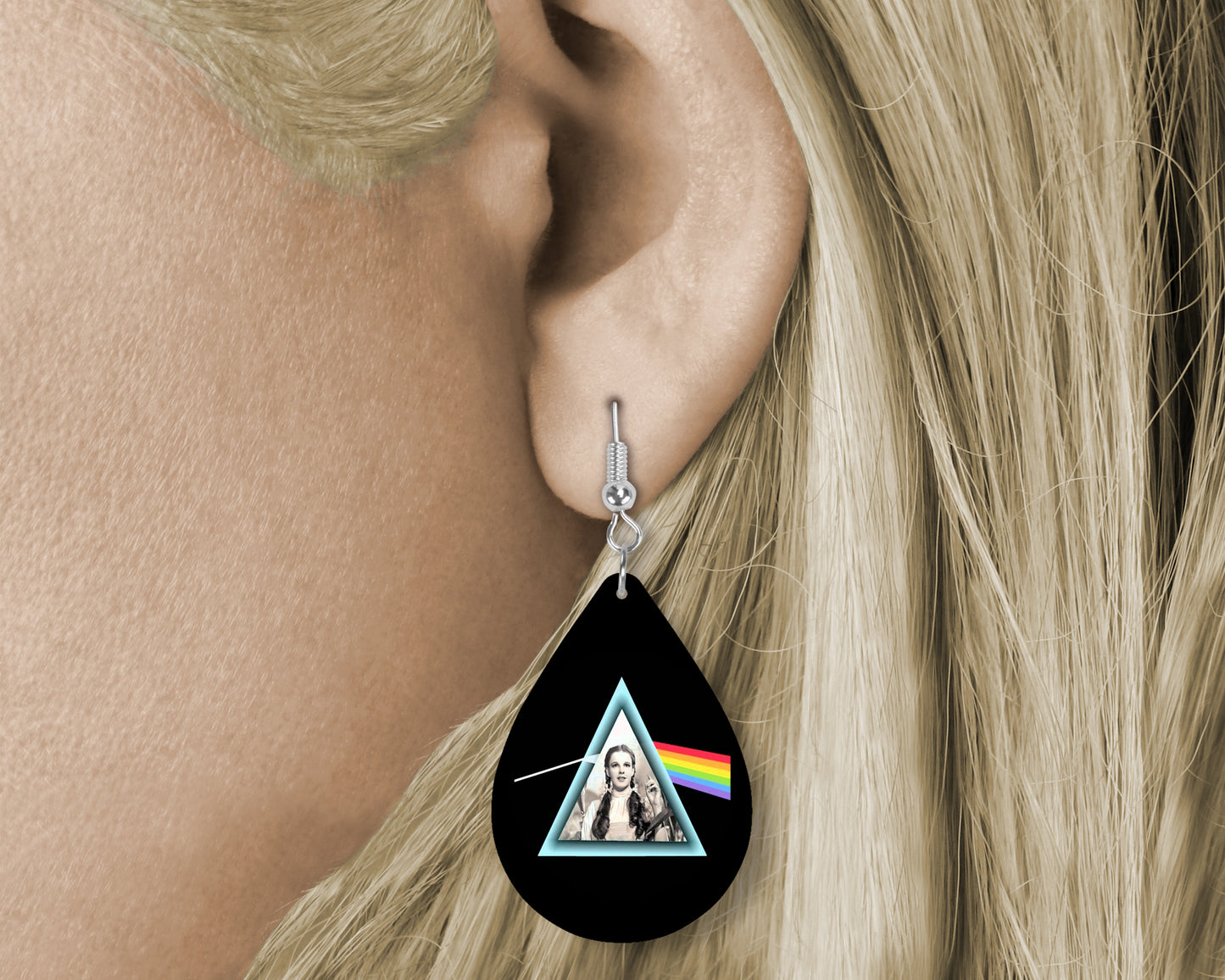 Pink Floyd Wizzard Of Oz Dark Side Of The Rainbow Earrings.