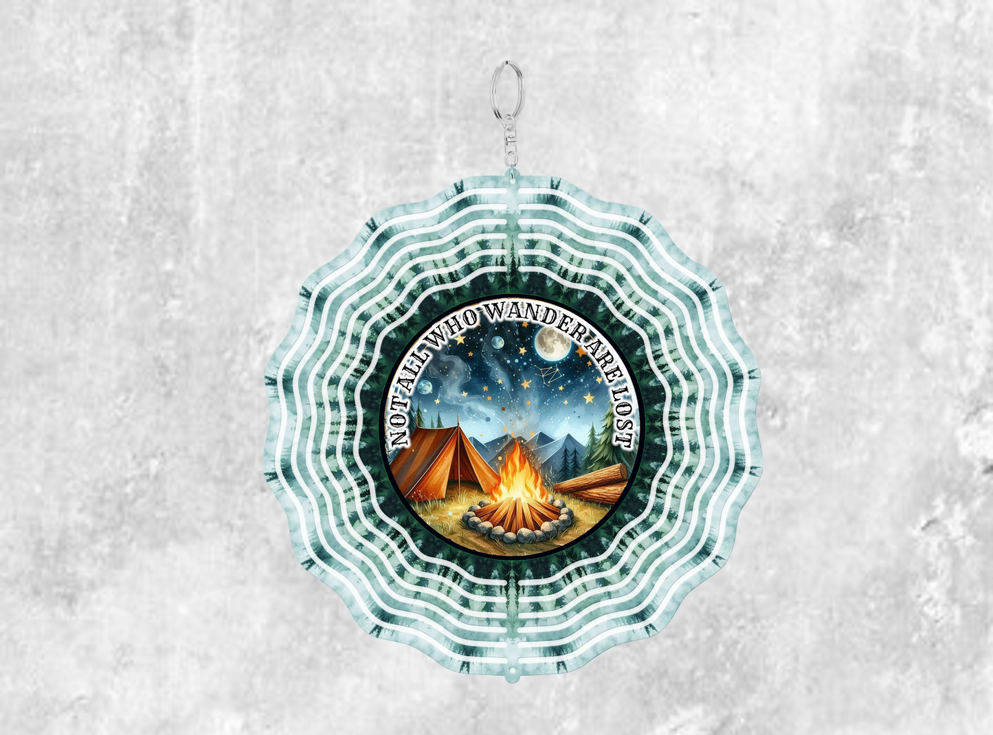 Rustic Outdoor Decor: 10 Inch "Not All Who Wander Are Lost" Wind Spinner