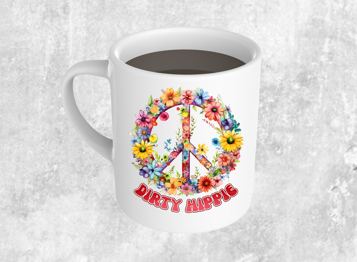 Boho Chic Dirty Hippie Coffee Mug - 11oz or 15oz - Double-Sided Image