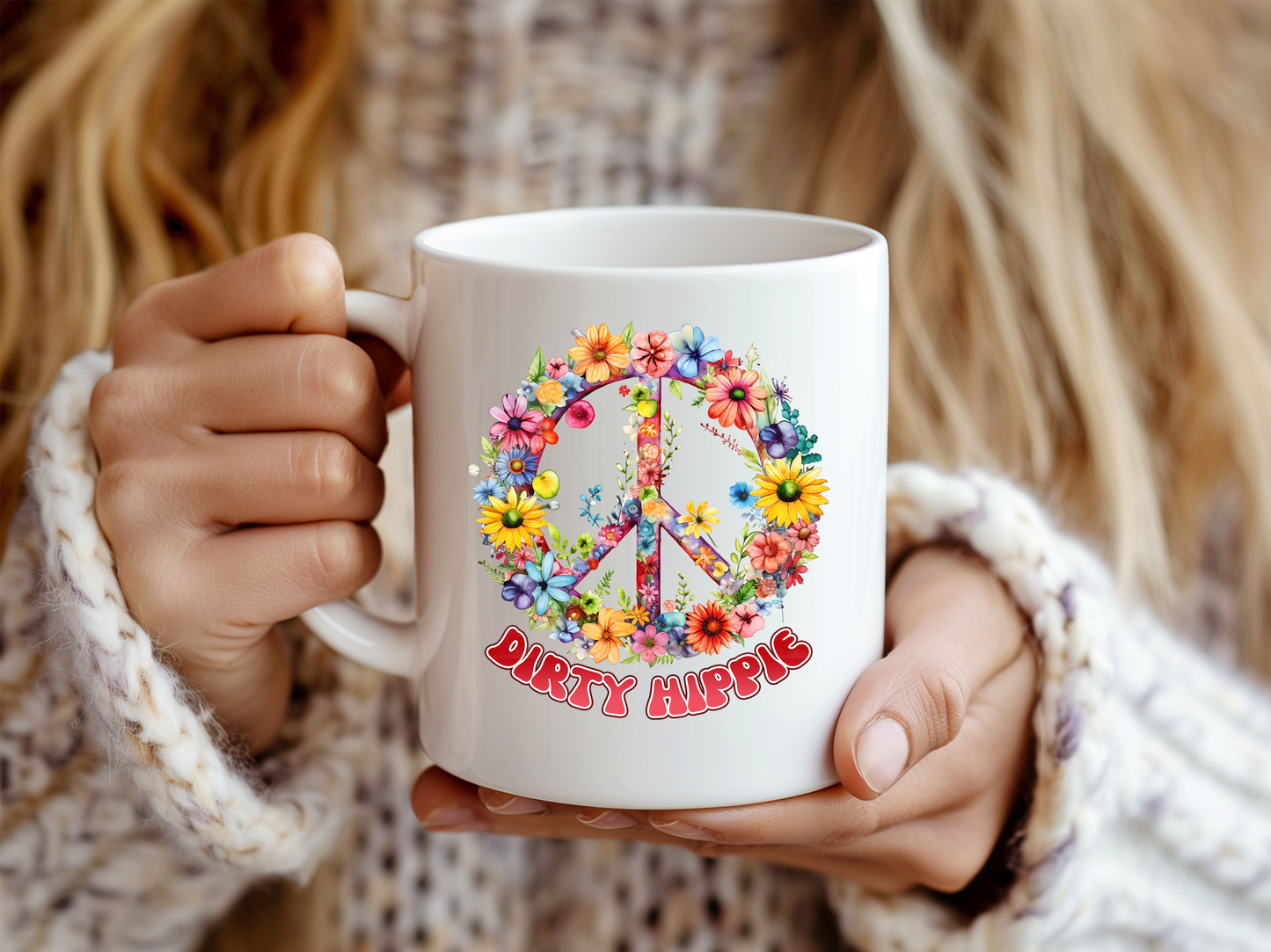 Boho Chic Dirty Hippie Coffee Mug - 11oz or 15oz - Double-Sided Image