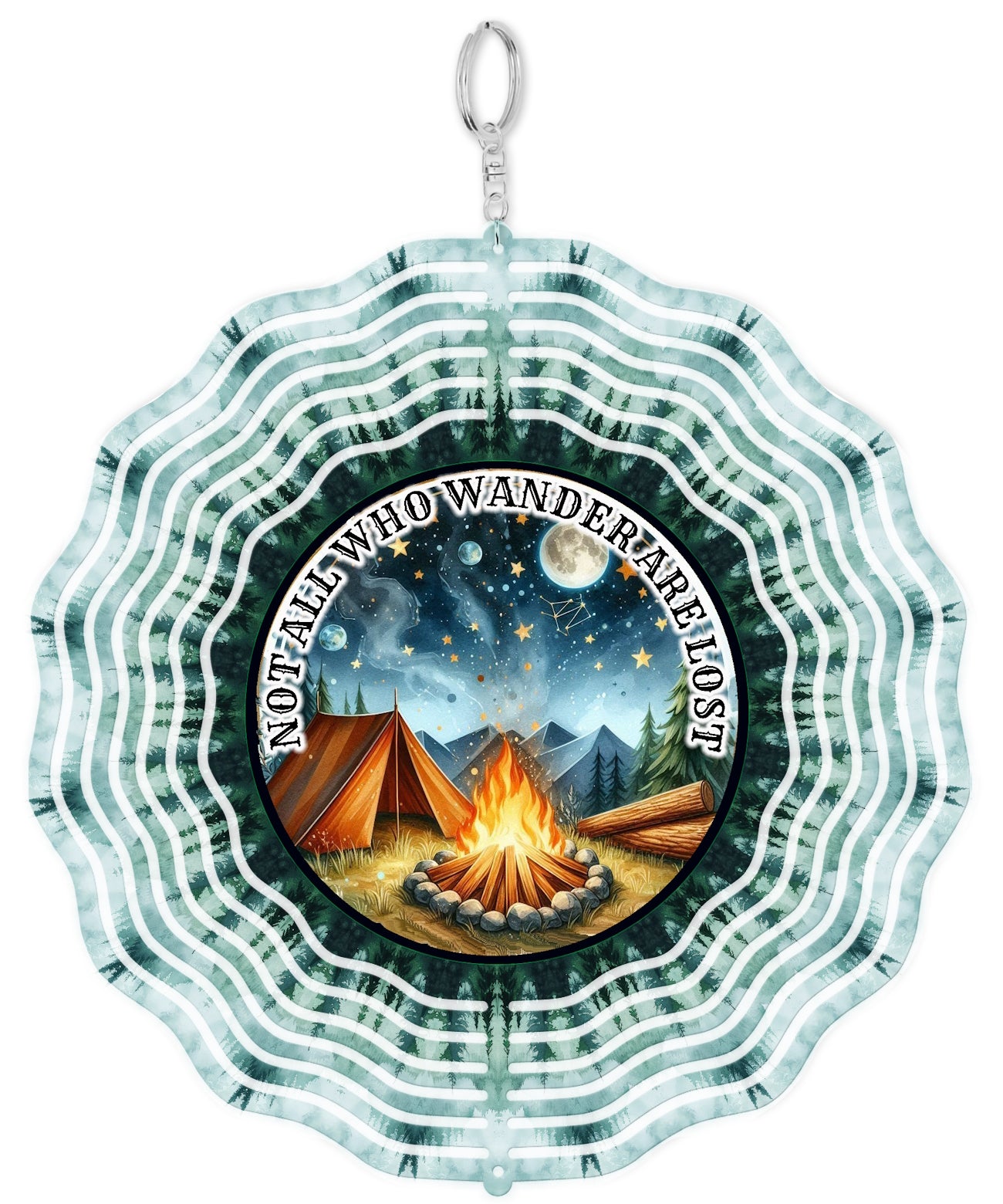 Rustic Outdoor Decor: 10 Inch "Not All Who Wander Are Lost" Wind Spinner