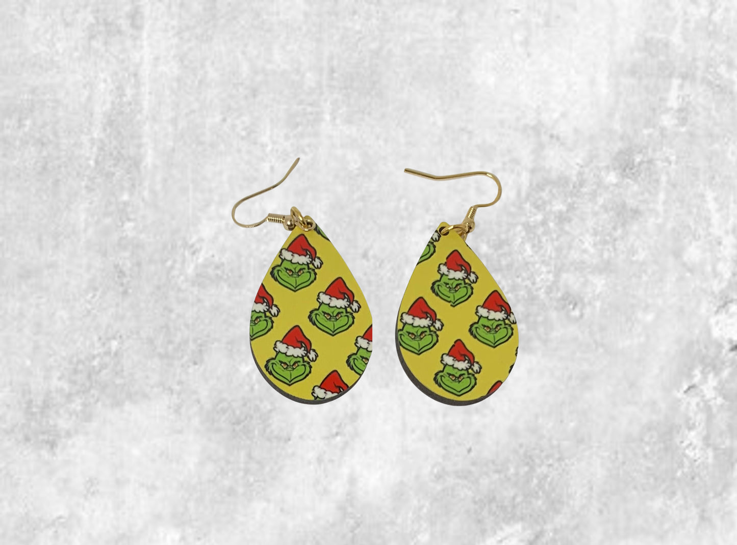 Grinch Christmas Teardrop Earrings